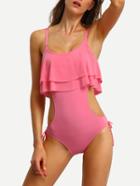 Romwe Cutout Fly-away One-piece Swimwear