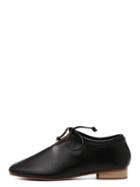 Romwe Black Faux Leather Top Tied Cork Heeled Shoes