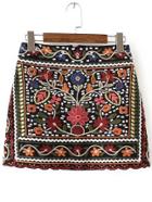 Romwe Multicolor Tribal Embroidery Skirt
