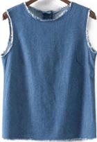 Romwe With Buttons Denim Tank Top