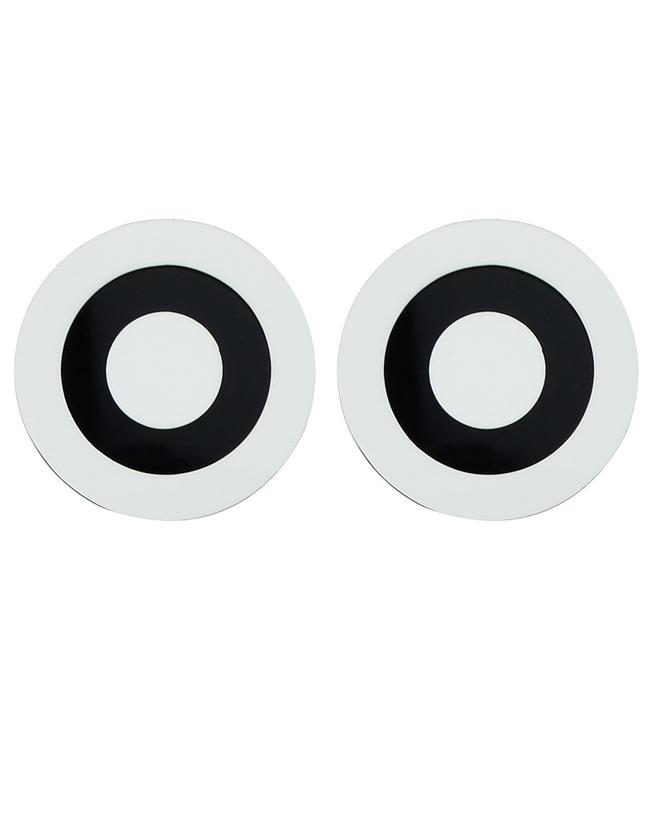 Romwe White Black Acrylic Big Round Statement Earrings