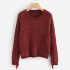 Romwe Fringe Side Sweater