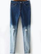 Romwe Ripped Ombre Denim Pant