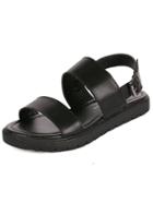 Romwe Black Strap Flatform Buckled Sandals