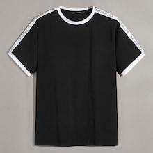 Romwe Guys Letter Sleeve Ringer Tee