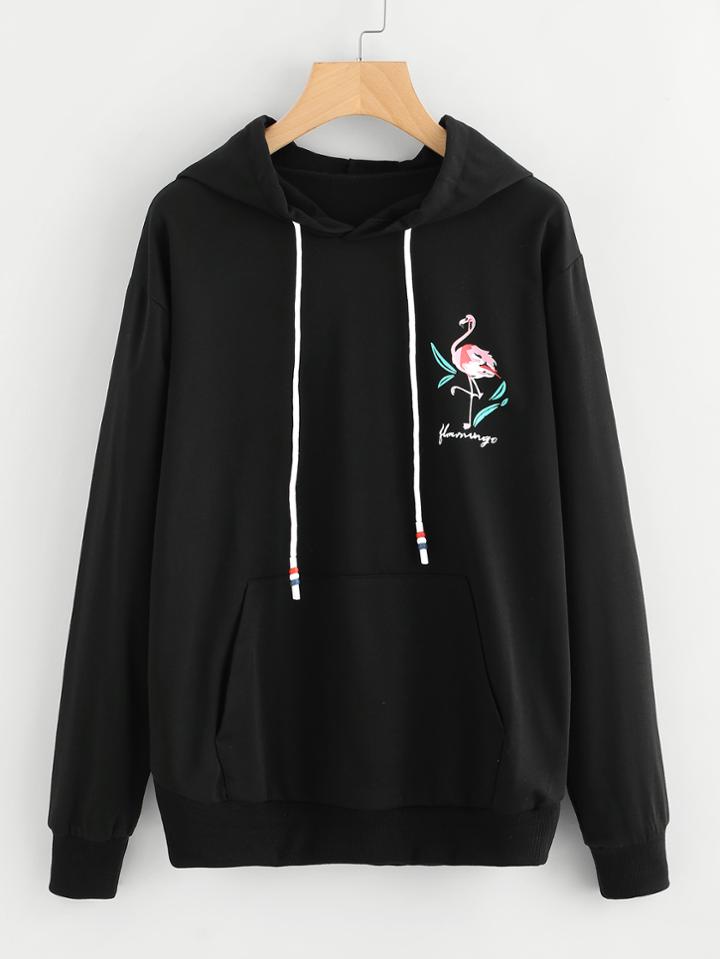 Romwe Flamingo Print Hoodie