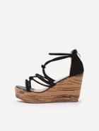 Romwe Black Open Toe Ghillie Lace Up Wedge Sandals