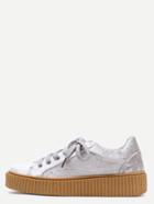 Romwe Cruhed Velvet Platform Sneakers Grey