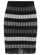 Romwe Vertical Striped Tassel Bodycon Skirt