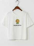 Romwe Sunflower Print Loose T-shirt