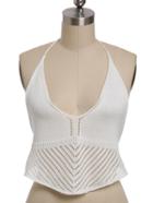 Romwe Halter Eyelet Cami Top