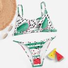 Romwe Fruit Print Cut-out Top With Seam Trim Bikini Set