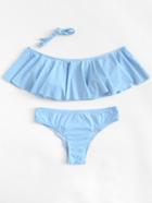 Romwe Detachable Straps Flounce Bikini Set