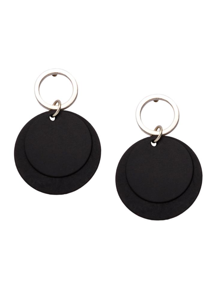 Romwe Black Round Plate Drop Earrings