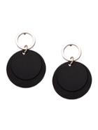 Romwe Black Round Plate Drop Earrings