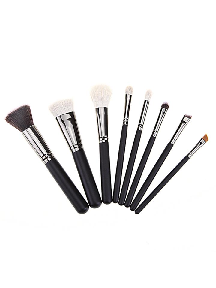 Romwe 8pcs Black Professional Makeup Brush Set