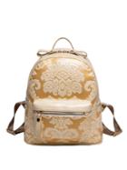 Romwe Flower Embossed Backpack - Beige