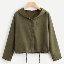 Romwe Drawstring Letter Print Hoodie Jacket