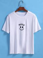 Romwe Smile Print Loose T-shirt