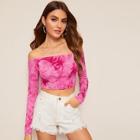 Romwe Off Shoulder Tie Dye Crop Top