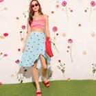 Romwe Cherry Print Asymmetrical & Flounce Hem Skirt