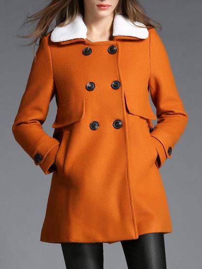Romwe Lapel Pockets Buttons Long Coat