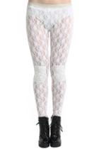 Romwe Romwe Diamante Knee Lace White Leggings