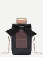 Romwe Black Pu Bow Perfume Crossbody Chain Bag