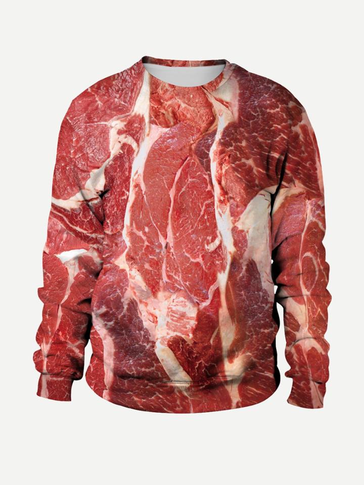 Romwe Men 3d Meat Print Tee