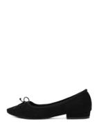 Romwe Black Faux Suede Square Toe Bow Flats