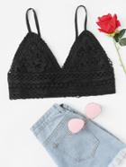 Romwe Guipure Lace Overlay Knotted Back Cami Top