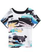 Romwe Multicolor Round Neck Short Sleeve Printed T-shirt