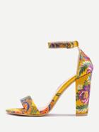 Romwe Two Part Jacquard Chunky Heeled Sandals