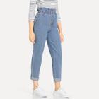 Romwe Paperbag Waist Button Fly Jeans
