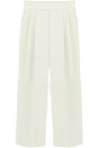 Romwe Pockets Loose Crop White Pant