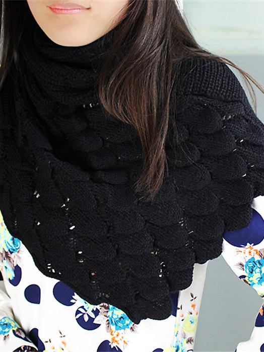 Romwe Hollow Casual Black Scarf