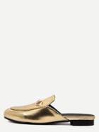 Romwe Gold Faux Leather Flat Loafer Slippers
