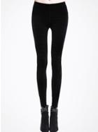 Romwe Black Velvet Slim Leg Leggings