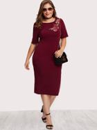 Romwe Rose Embroidered Applique Tee Dress