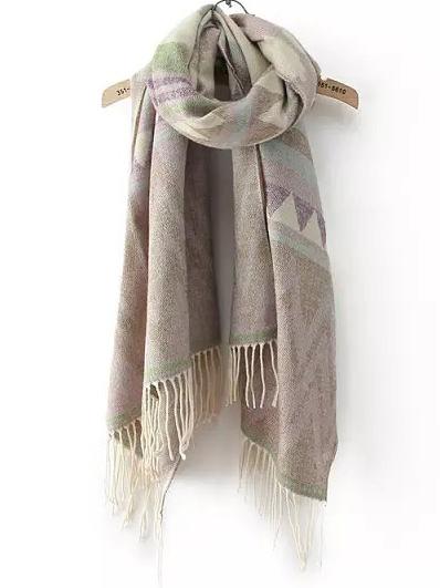 Romwe Geometry Print Colour Block Scarf-purple