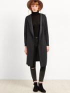 Romwe Dark Grey Long Hooded Coat