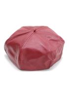 Romwe Red Faux Leather Beret