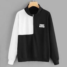 Romwe Plus Quarter Zip Sweatshirt