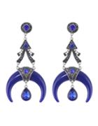 Romwe Antique Design Resin And Rhinestone Drop Moon Blue Earrings