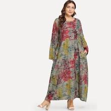 Romwe Plus Graphic Print Hidden Pocket Dress
