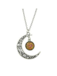 Romwe G-hotpink Hollow Moon Full Of Stars Necklace