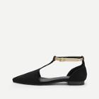 Romwe Pointed Toe T-strap Flats