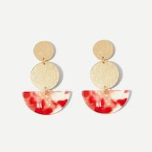 Romwe Marble Pattern Detail Round Drop Earrings