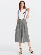 Romwe Pane Plaid Wide Leg Jumpsuit
