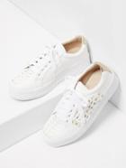 Romwe Faux Pearl Detail Lace Up Sneakers
